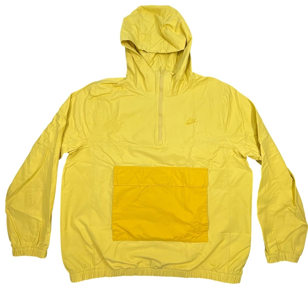 Nike Yellow Half-Zip Hooded Anorak Windbreaker Jacket Mens Size L